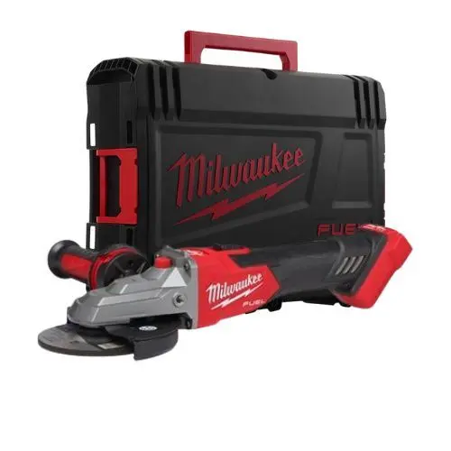 [096037] Milwaukee 4933478438 Smerigliatrice Angolare M18 FSAGF125XB-0X FUEL 125mm Testa Piatta con Interruttore Slitta e Freno Solo Corpo con Valigia