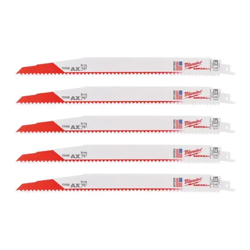 [096375] Milwaukee 48005027 Lame Demolizione AX Heavy Duty Legno con Chiodi 300mm Confezione 5 Pezzi