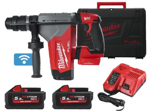 [097258] Milwaukee 4933478496 Tassellatore M18 ONEFHPX-552X Fuel SDS-Plus 5.0J con 2 Batterie 5.5Ah + Caricabatterie + Valigia