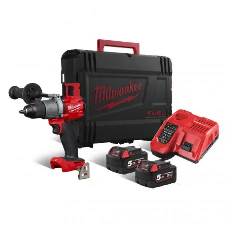 [097265] Milwaukee 4933464264 Trapano Avvitatore Percussione M18 FPD2-502X con 2 Batterie 5Ah + Caricabatterie + Valigia
