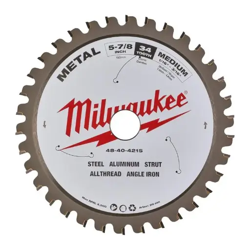 [098949] Milwaukee 4932479554 Lama per Sega Circolare Taglio Metallo da 150x20mm con 34 Denti