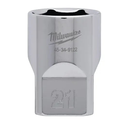 [099202] Milwaukee 4932480019 Bussola a Mano Corta da 1/2˝ Drive Socket Metric Standard da 21mm