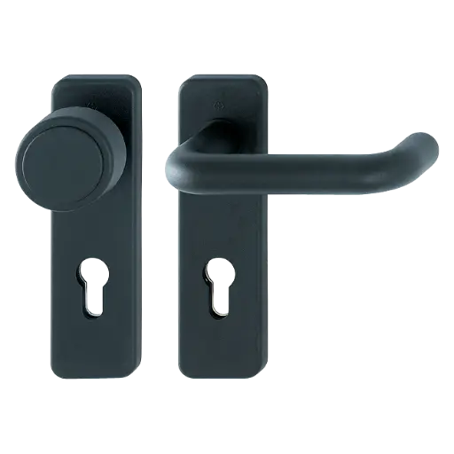 [009904] Hoppe 570690 Grt. cambio con placca Paris FS-K58/202K/138 F9005M nero intenso opaco 