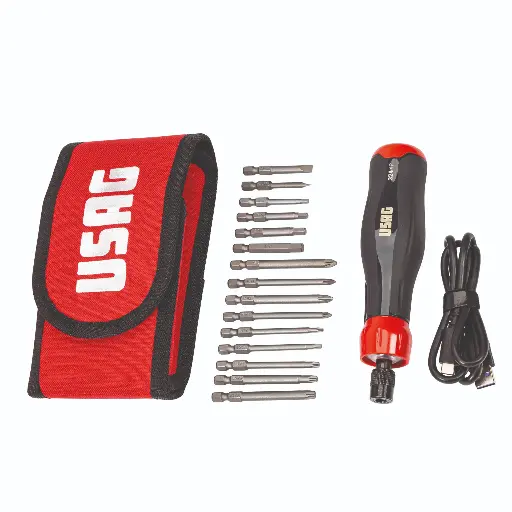 [100618] Usag U03240801 324XP/B16 Cacciavite Giravite Elettrico in Astuccio con Inserti 16 Pezzi