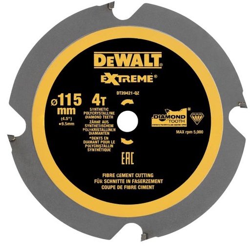 [101662] DeWalt DT20421-QZ Lama per Sega Circolare Multi Materiale 115mm 4T Fibrorinforzato