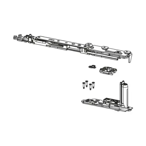 [102381] Giesse 052850001 Kit Cerniera Braccio Chic 3D 130 per Anta Ribalta Destra Profilo R40 Larghezza 475-700mm Portata 130Kg Acciaio e Zama Finitura Silver