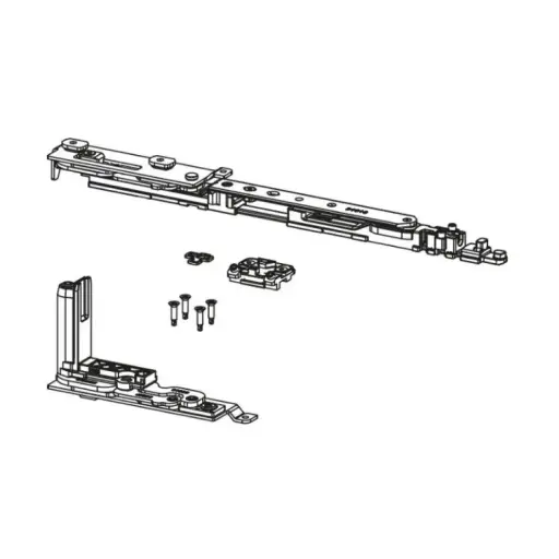 [102382] Giesse 052850002 Kit Cerniera Braccio Chic 3D 130 per Anta Ribalta Sinistra Profilo Erre 40 Larghezza 475-700mm Portata 130Kg Acciaio e Zama Finitura Silver