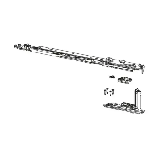 [102383] Giesse 052860001 Kit Cerniera Braccio Chic 3D 130 per Anta Ribalta Destra Profilo R40 Larghezza 600-1600mm Portata 130Kg Acciaio e Zama Finitura Silver