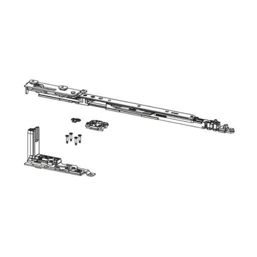 [102384] Giesse 052860002 Kit Cerniera Braccio Chic 3D 130 per Anta Ribalta Sinistra Profilo Erre 40 Larghezza 600-1600mm Portata 130Kg Acciaio e Zama Finitura Silver