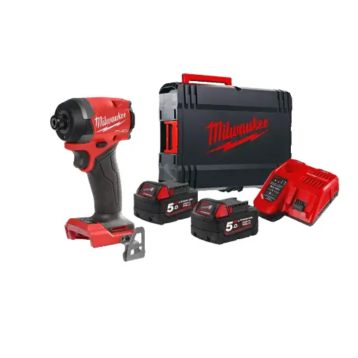 [102521] Milwaukee 4933479865 Avvitatore Impulsi 1/4 Esagonale Fuel M18 FID3-502X Con 2 Batterie + Caricabatterie + Valigia Heavy Duty