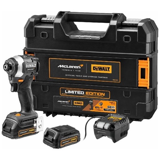 [103151] DeWalt DCF85ME2GT-QW Avvitatore Impulsi McLaren PowerStack con 2 Batterie + Caricabatteria + Valigia