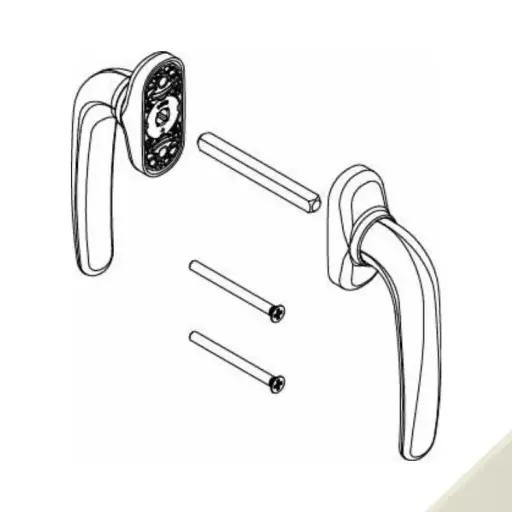 [104353] Giesse 02763430 Martellina Prima Plus per Serramento Scorrevole Rosetta Ovale Quadro 7mm Spessore Porta 26-46mm Alluminio Finitura Perla