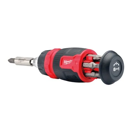 [104804] Milwaukee 4932480581 Giravite Multiuso Compatto con Cricchetto e Inserti BIT 8 IN 1