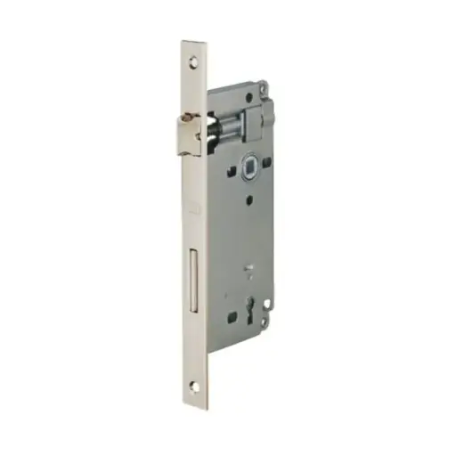 [010382] AGB B005925006 Serratura Patent Incasso per Porta Interni Entrata 50mm Interasse 90mm Bordo Quadro 238x22mm Acciaio Finitura Nichelato