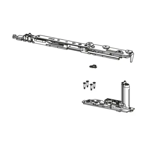 [105715] Giesse 052840001 Kit Cerniera Braccio Chic 3D 130 Giesse per Anta Ribalta Destra Profilo R40 Larghezza 450-475mm Portata 130Kg Acciaio e Zama Finitura Silver