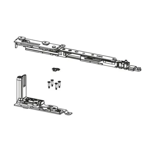 [105716] Giesse 052840002 Kit Cerniera Braccio Chic 3D 130 per Anta Ribalta Sinistra Profilo Erre 40 Larghezza 450-475mm Portata 130Kg Acciaio e Zama Finitura Silver