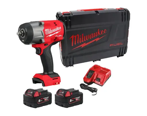 [106345] Milwaukee 4933492783 Avvitatore Impulsi Alta Coppia ½″ M18 FHIW2F12-502X FUEL con Anello di Frizione + 2 Batterie 5Ah + Caricabatterie + Valigia