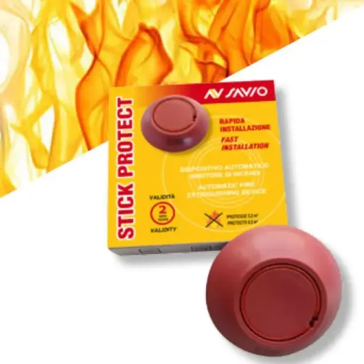 [106873] Savio B00100 Inibitore di Incendio Stick Protect per Quadro Elettrico Dispositivo Automatico ad Aerosol Termico Dimensioni 87x20mm